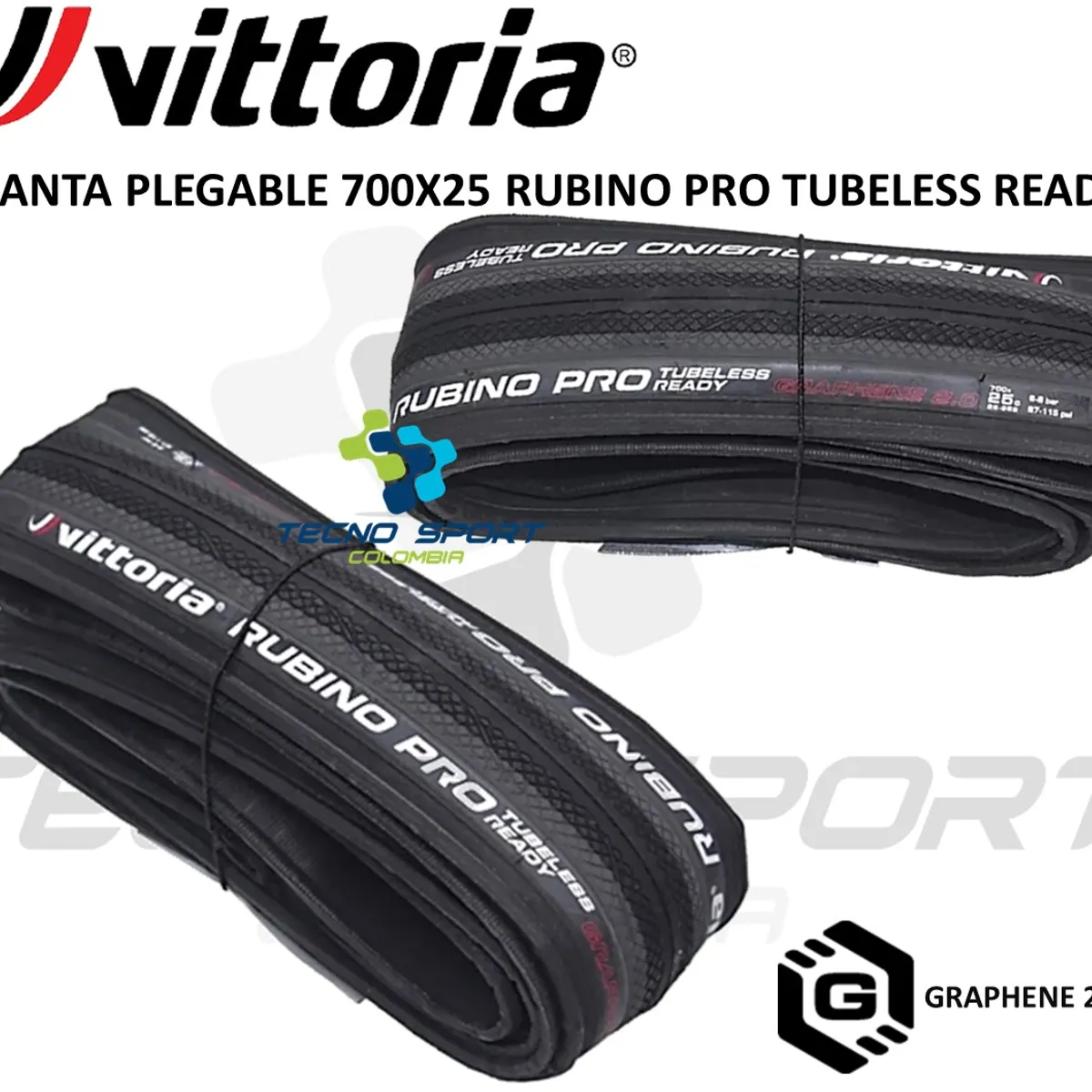 VITTORIA - Llanta Bicicleta 700 X 25 Vittoria Rubino Pro Tubeless X2uni