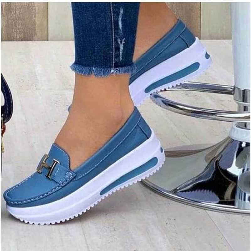 GENERICO - PRECIOSOS MOCASINES EN CUERO AZUL OCÉANO EN CUERO GARANTIZADO