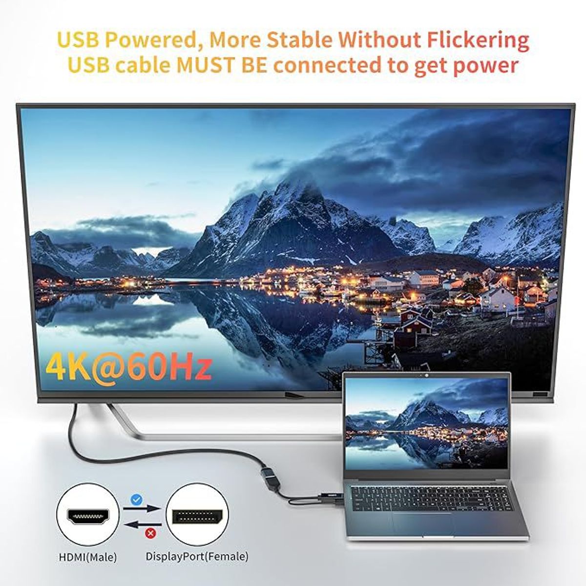 GENERICO - Adaptador Convertidor Hdmi A Displayport 4k 60hz Pc Laptop Mac Consola