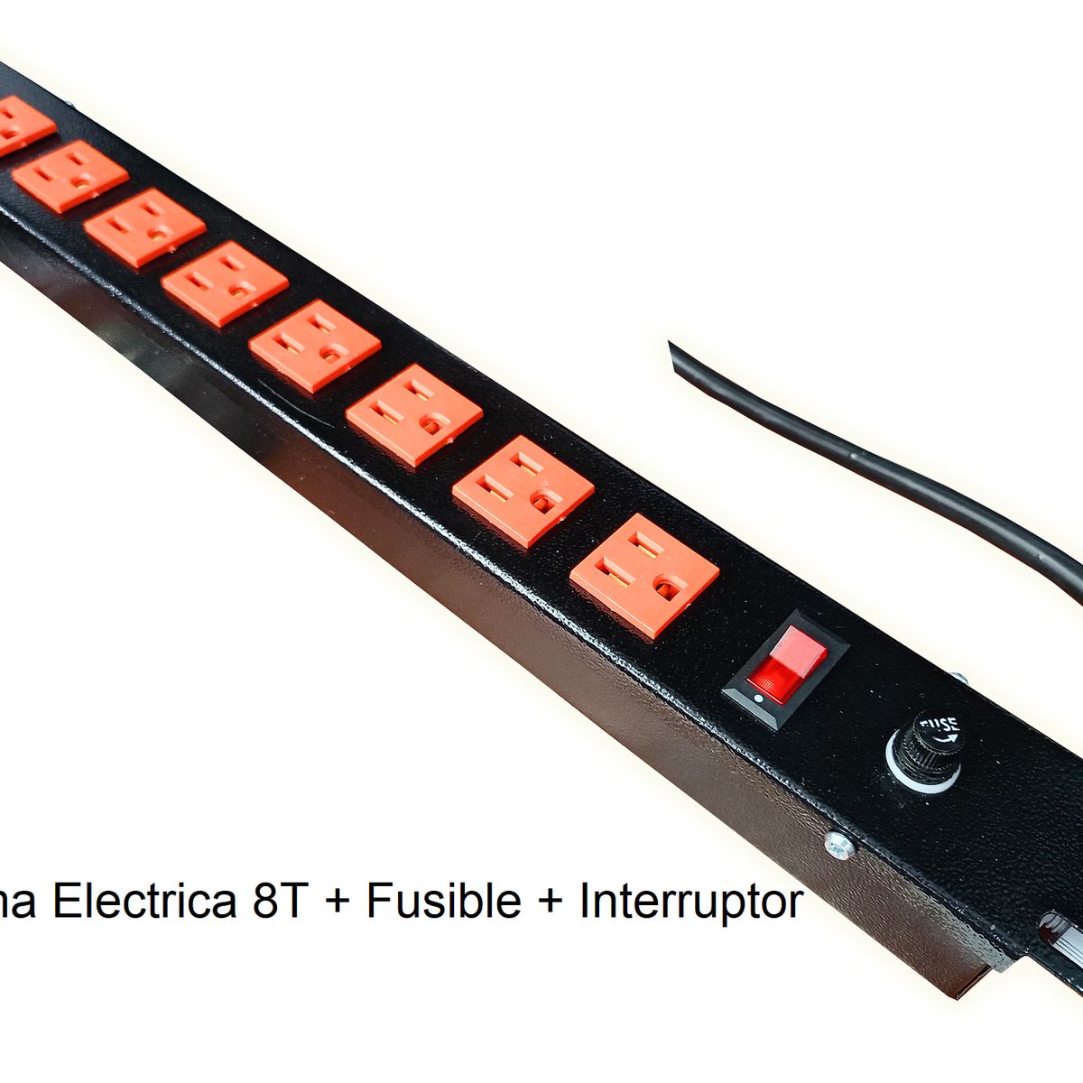 GENERICO - Regleta Multitoma Eléctrica Tipo Rack ( 8 tomas naranjas )