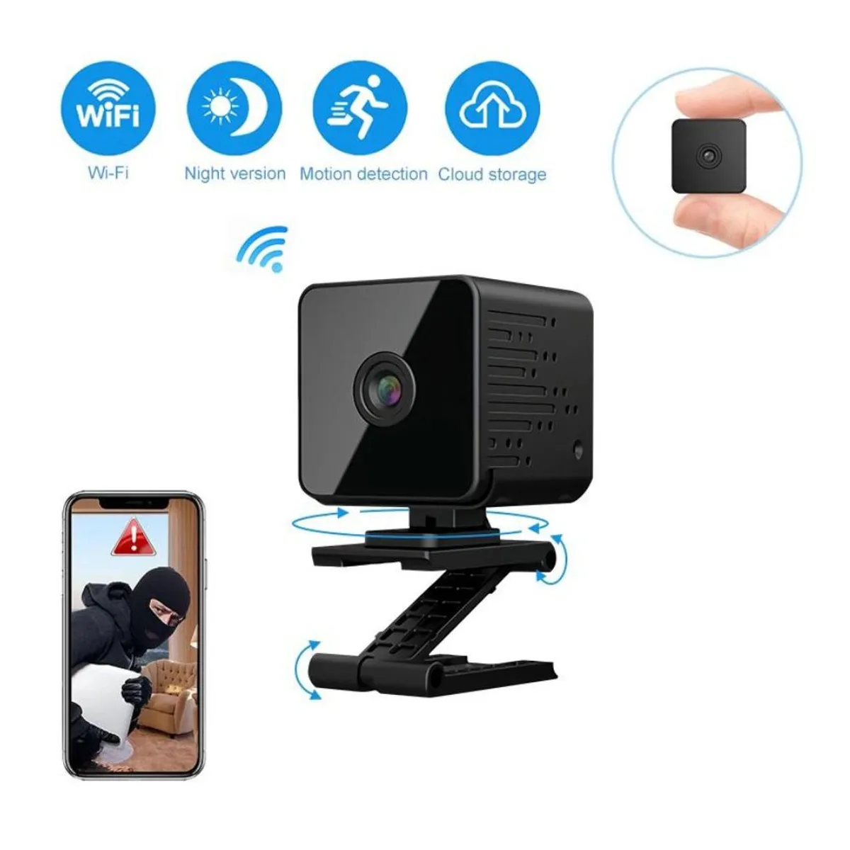 GENERICO - Camara Mini Espia Wifi Alexa Google Home Vision Nocturna Vq9