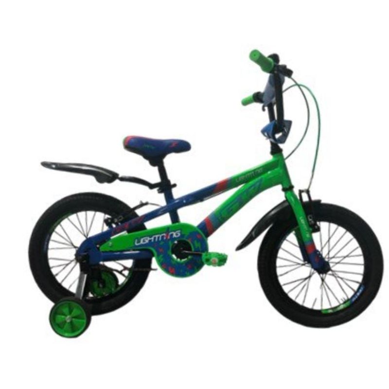 GW - Bicicleta GW Lighting Rin 16 niños con auxiliares Verde