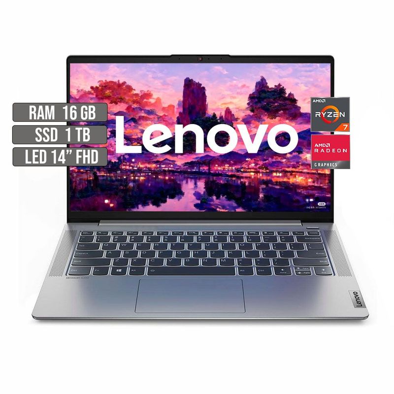 LENOVO - PORTATIL LENOVO IDEAPAD AMD RYZEN 7 5700U SSD 1TB RAM 16GB LED 14" FHD