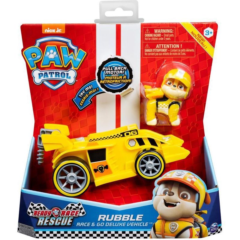 SPIN MASTER - Patrulla canina paw patrol rescue race vehículo con figura rubble
