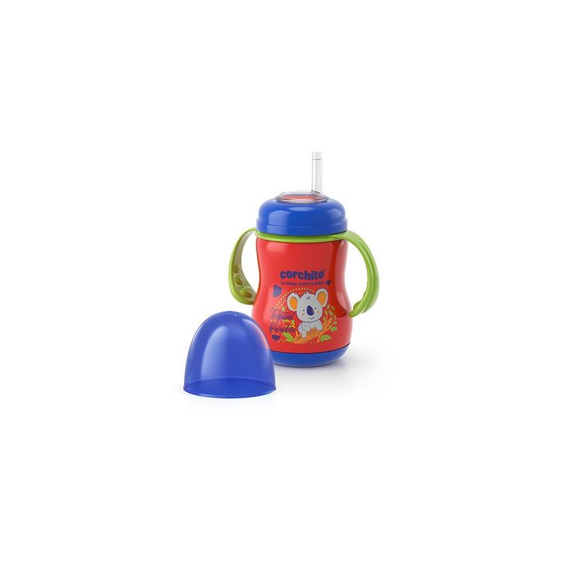 CORCHITO - Vaso entrenador pitillo para niño niña corchito 12m+ sin bpa rojo