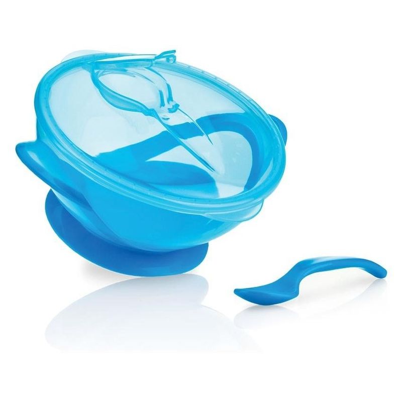 NUBY - Tazón con base de succión y cuchara nuby azul