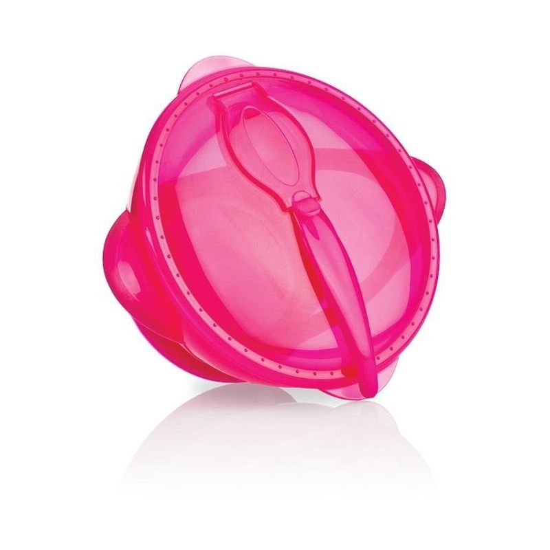 NUBY - Tazón con base de succión y cuchara nuby rosado