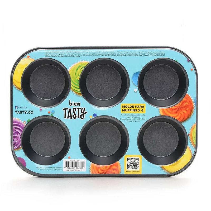 TASTY - Molde para muffins tasty de acero 22 x 23 cm