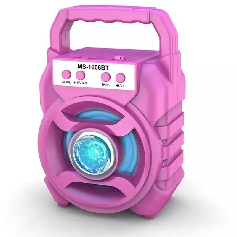 GENERICO - Parlante Bluetooth MS-1606BT Rosado Inalámbrico Música FM USB SD