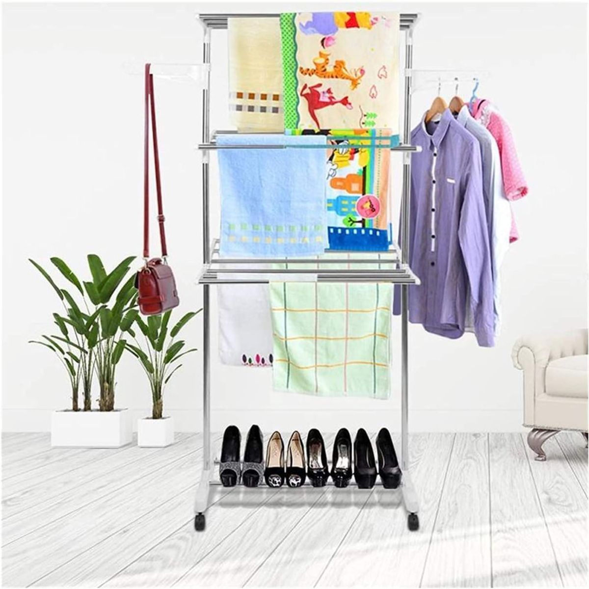 GENERICO - Zapatero Y Perchero Organizador De Ropa 3 Niveles Hanger