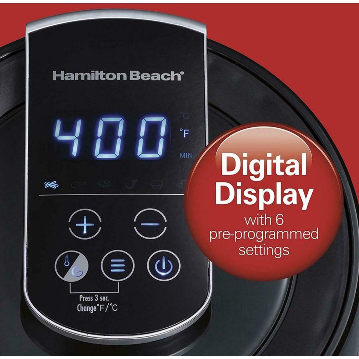 HAMILTON BEACH - Freidora sin aceite  air fryer hamilton beach