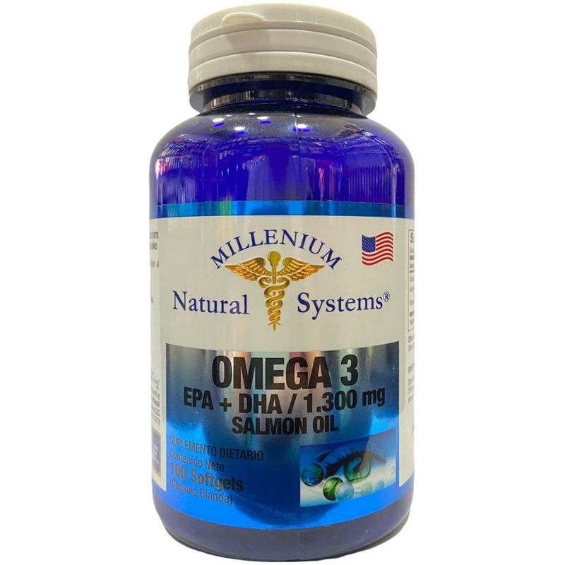 MILLENIUM NATURAL SYSTEM - Omega 3 salmon 1300mg epa + dha 100 softgels natural systems