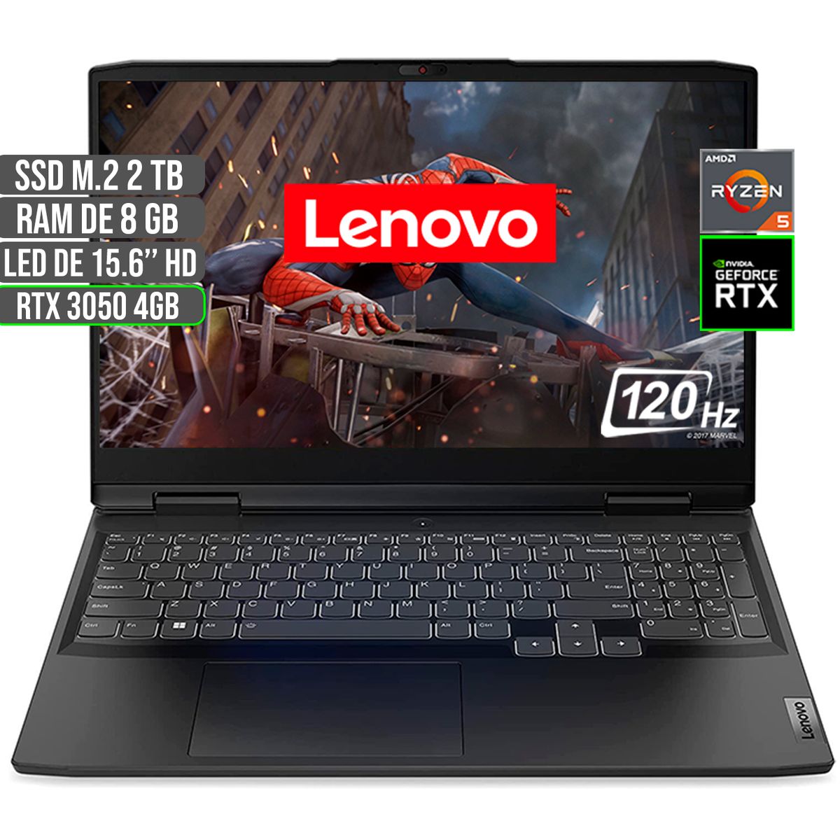 LENOVO - PORTATIL LENOVO GAMING AMD RYZEN 5 6600H SSD 2TB RAM 8GB RTX 3050 4GB 15.6" FHD