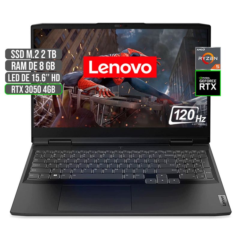 LENOVO - PORTATIL LENOVO GAMING AMD RYZEN 5 6600H SSD 2TB RAM 8GB RTX 3050 4GB 15.6" FHD
