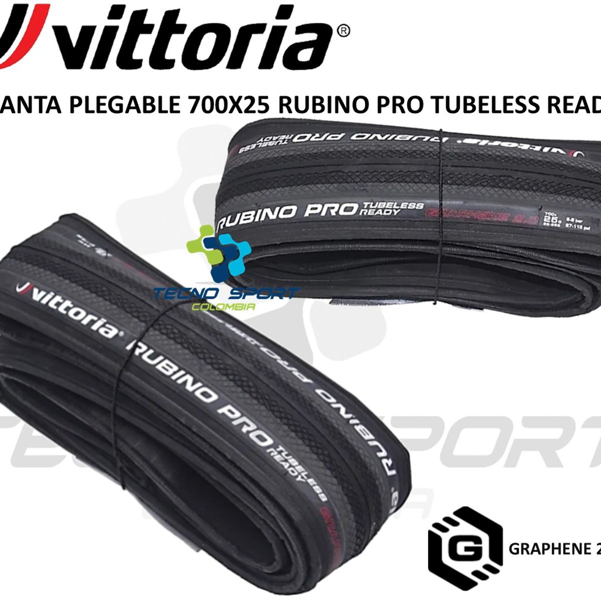 VITTORIA - Llanta Bicicleta 700 X 25 Vittoria Rubino Pro Tubeless X2uni