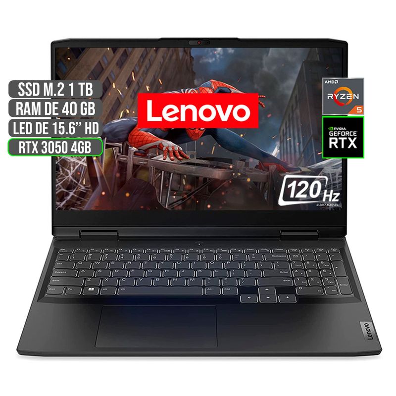 LENOVO - PORTATIL LENOVO GAMING AMD RYZEN 5 6600H SSD 1TB RAM 40GB RTX 3050 4GB 15.6" FHD