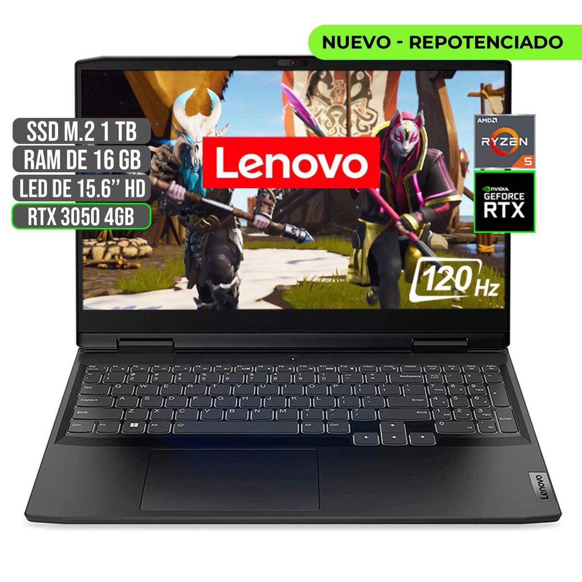 LENOVO - PORTATIL LENOVO GAMING AMD RYZEN 5 6600H SSD 1TB RAM 16GB RTX 3050 4GB 15.6" FHD