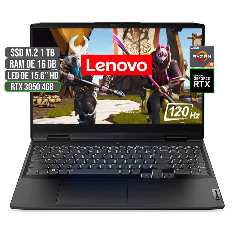 LENOVO - PORTATIL LENOVO GAMING AMD RYZEN 5 6600H SSD 1TB RAM 16GB RTX 3050 4GB 15.6" FHD