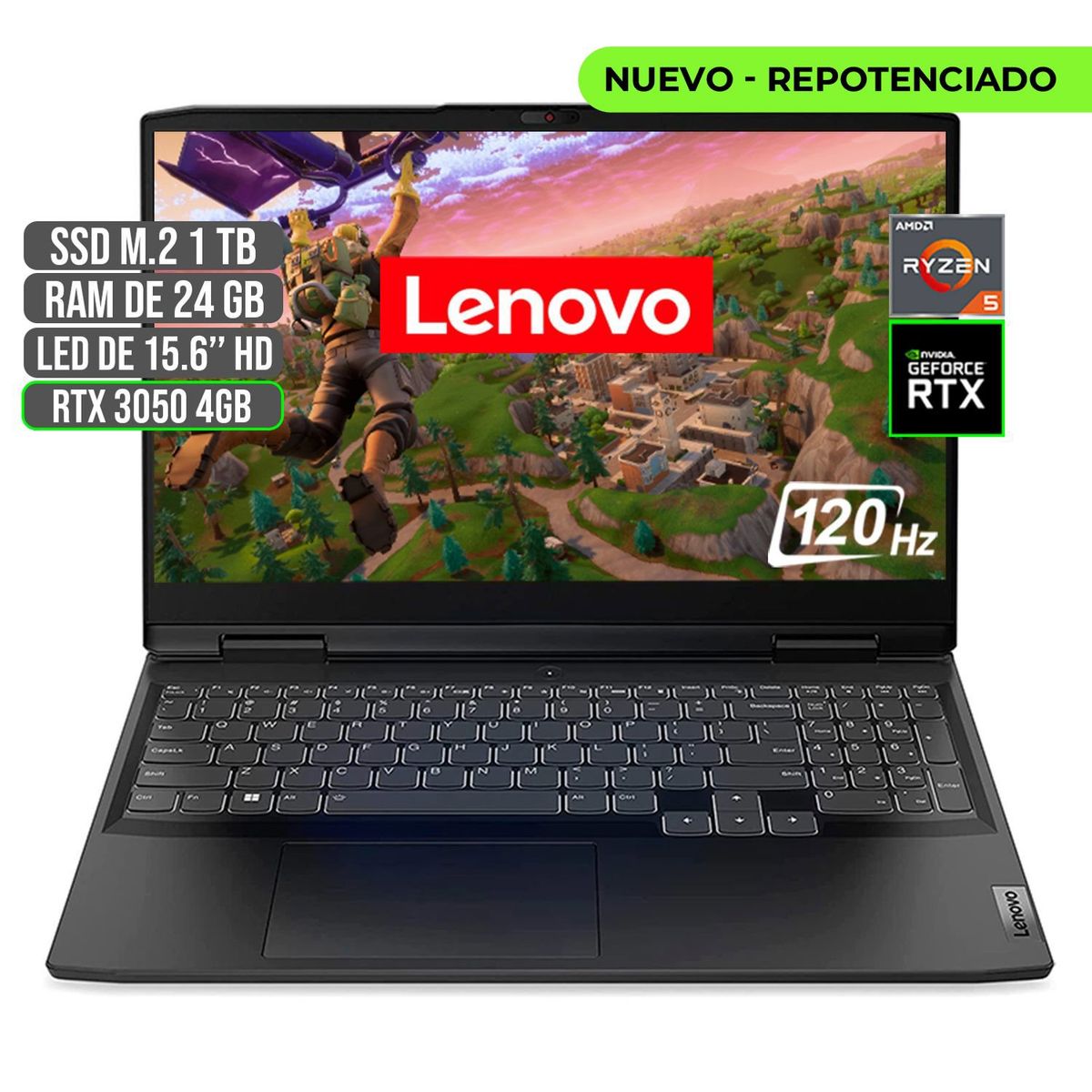 Lenovo - Portátil Lenovo AMD Ryzen 5 RTX 3050 24GB RAM 1TB SSD 15.6" FHD