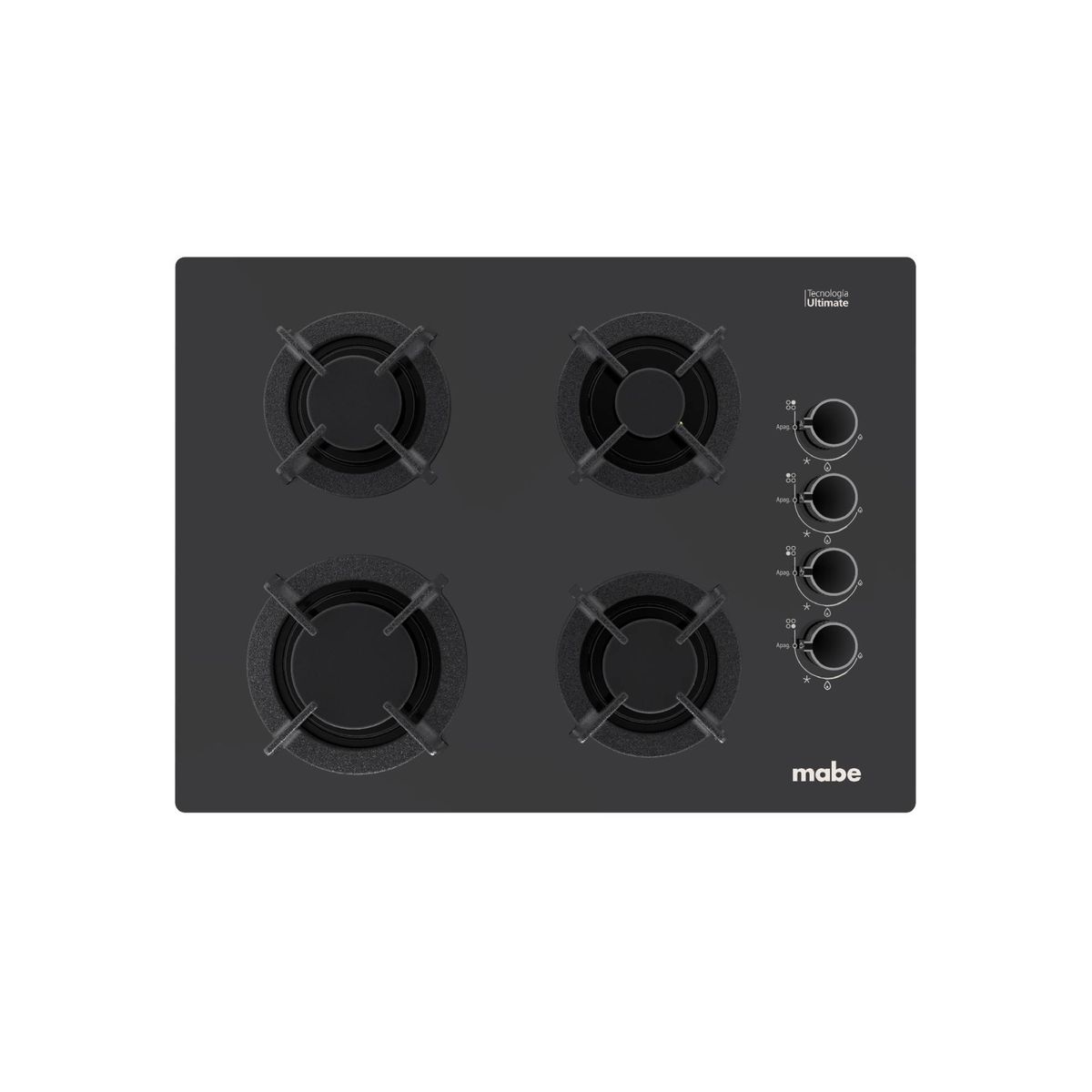  - Cubierta de Empotrar 60cm Vidrio Templado Negra Mabe CMG6044V0