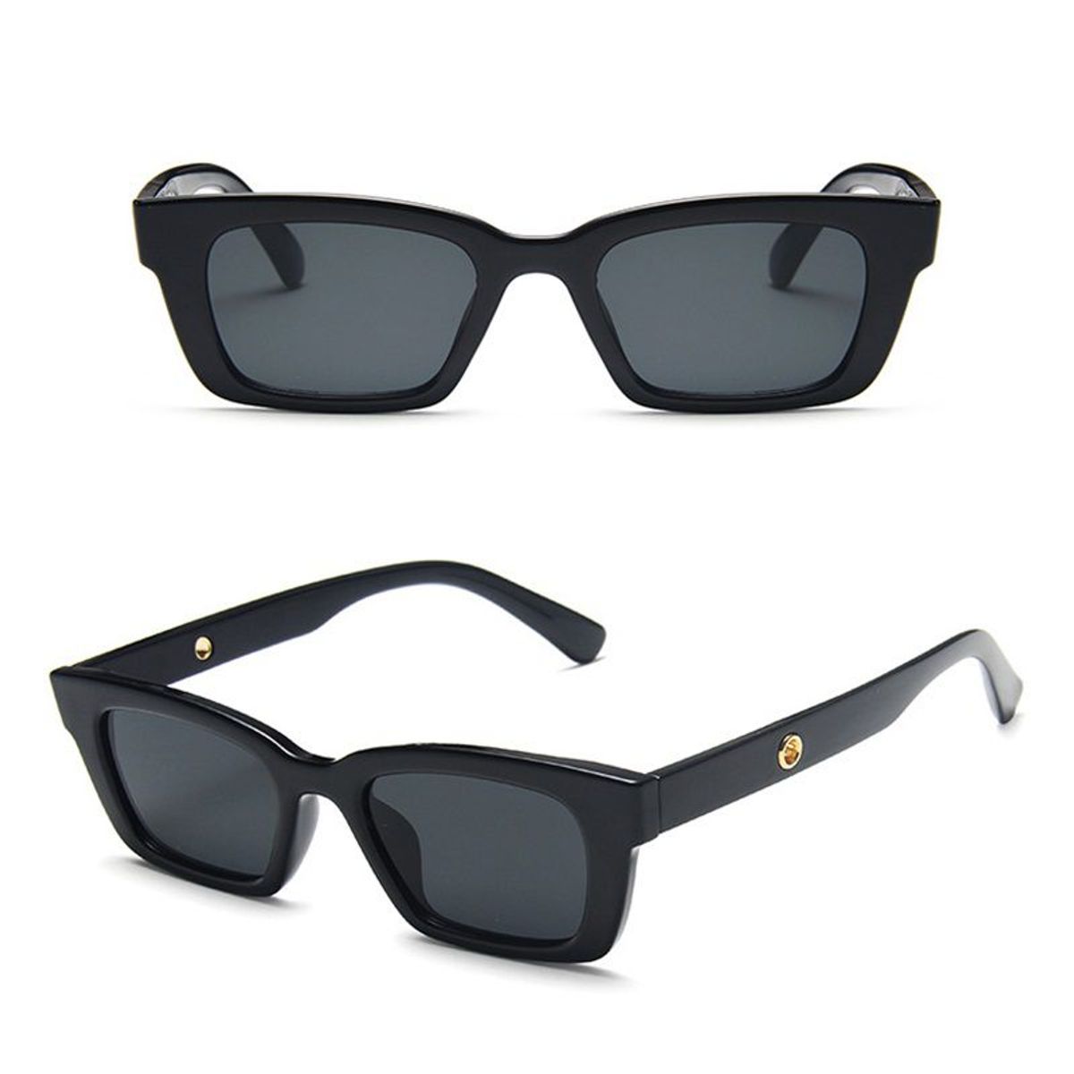 GENERICO - Gafas de Sol Rectangulares para Mujer Moda Negro