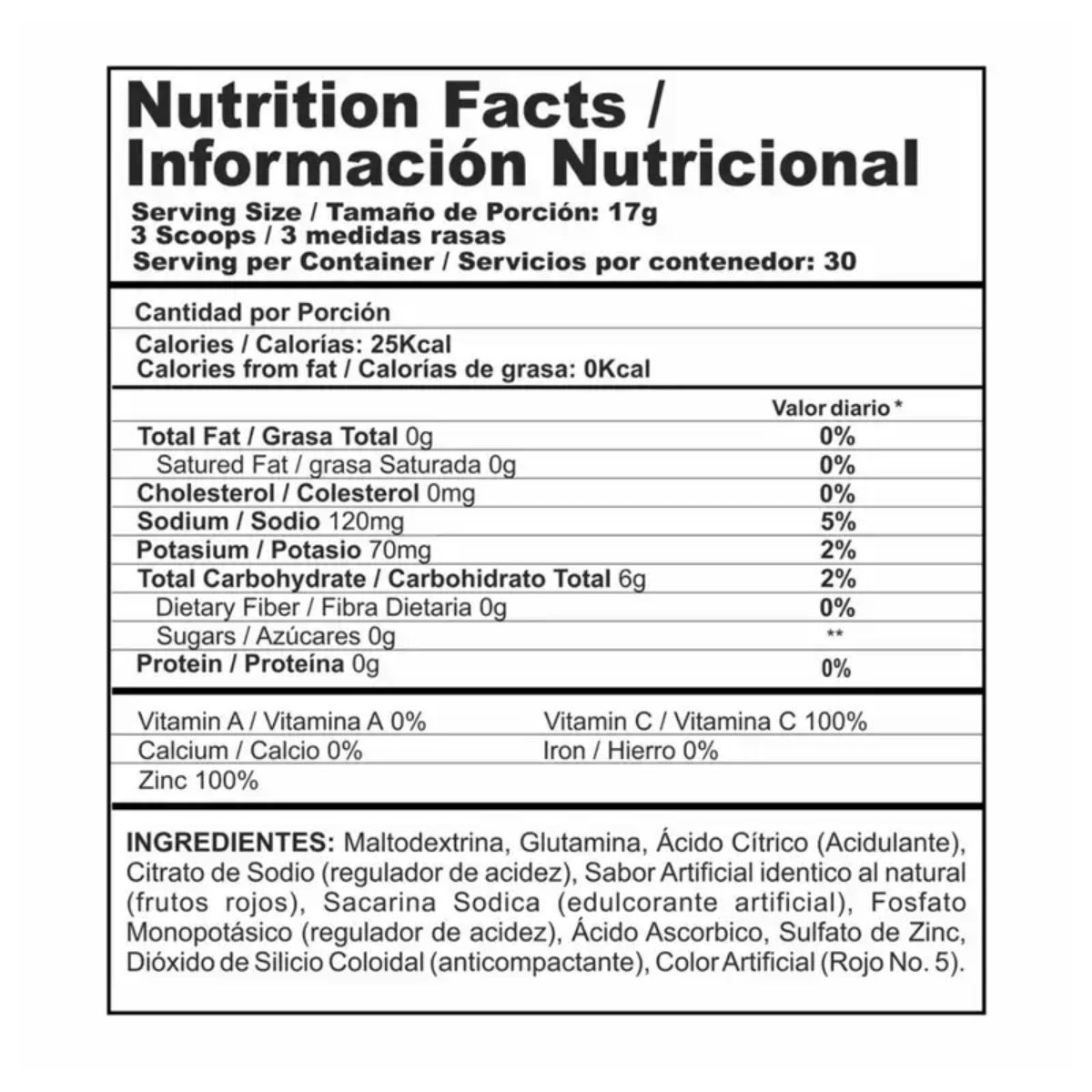 UPN - Gluta stack glutamina 6000mg & zinc 1.1 lb