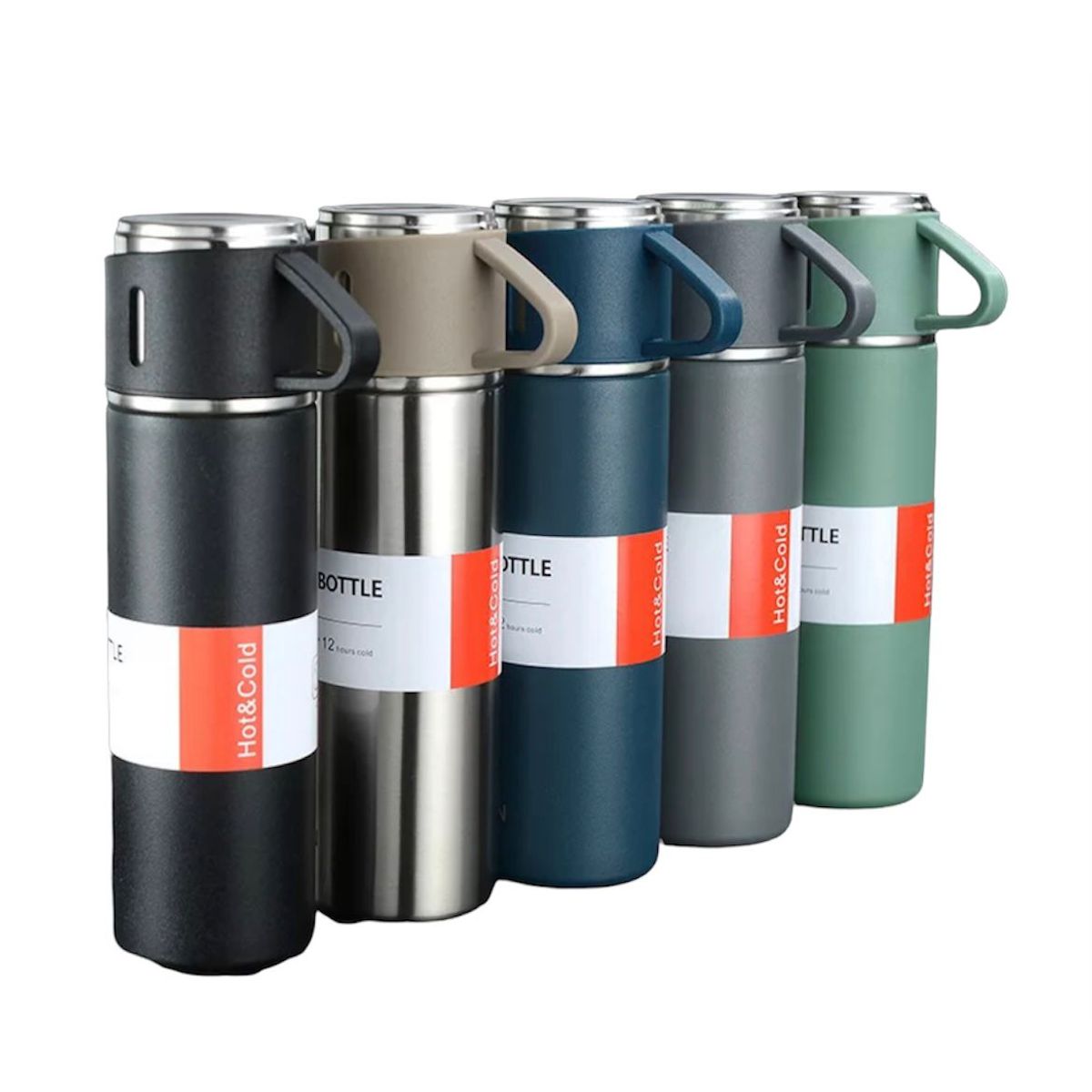 GENERICO - Termo Botella Con 3 Tazas Para Agua Caliente Elegante