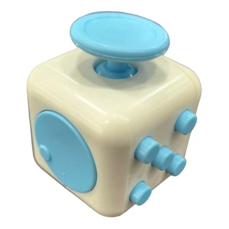 QIYI - Cubo Fidget Cube Anti Estres Ansiedad 6 En 1- Azul Y Blanco