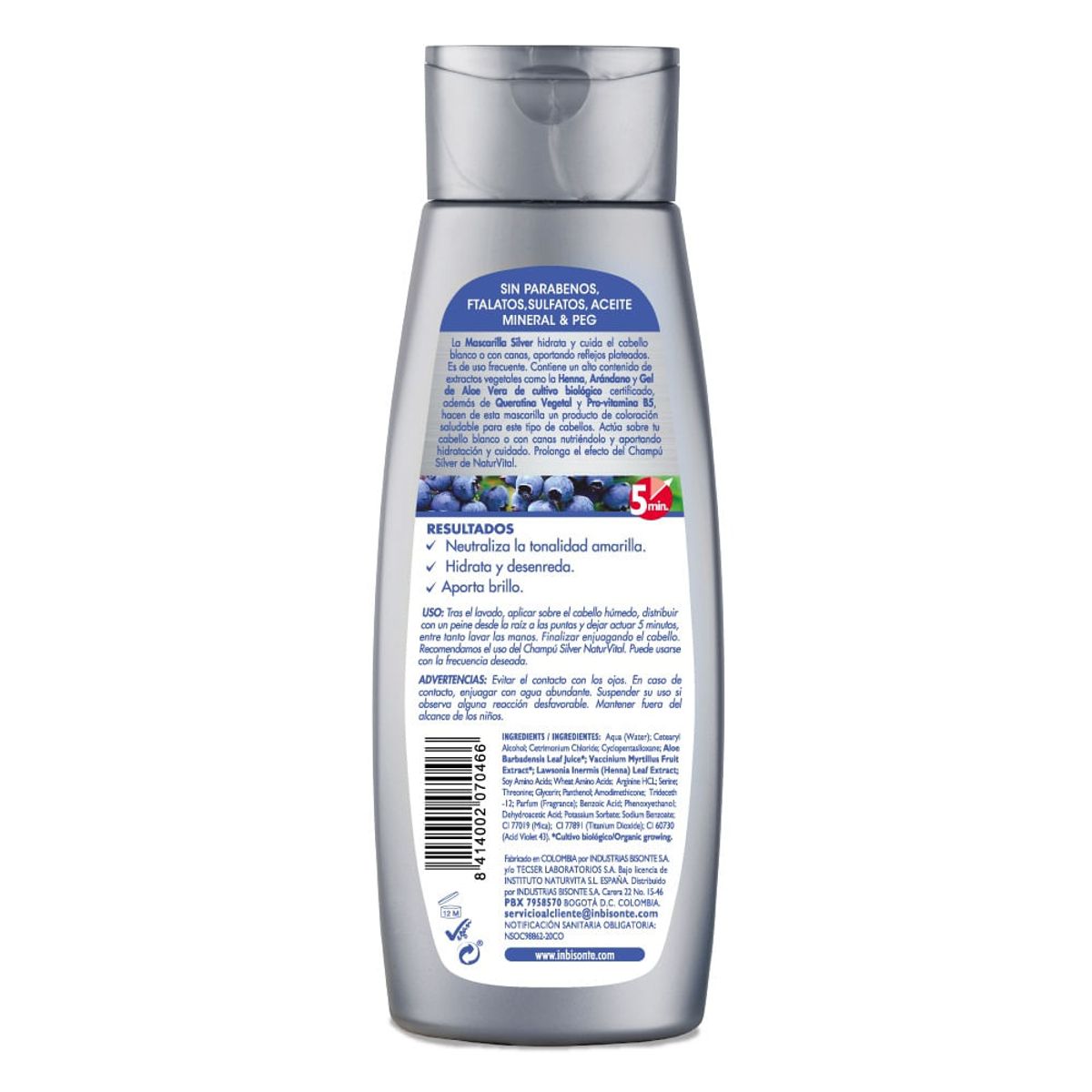 NATURALEZA Y VIDA - Mascarilla Capilar Naturvital Silver X 300ml