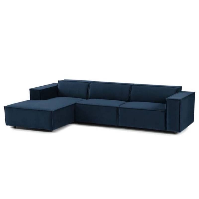 DELUXE FURNITURE - Sofá en L Leonys Derecho Azul tela anti fluidos
