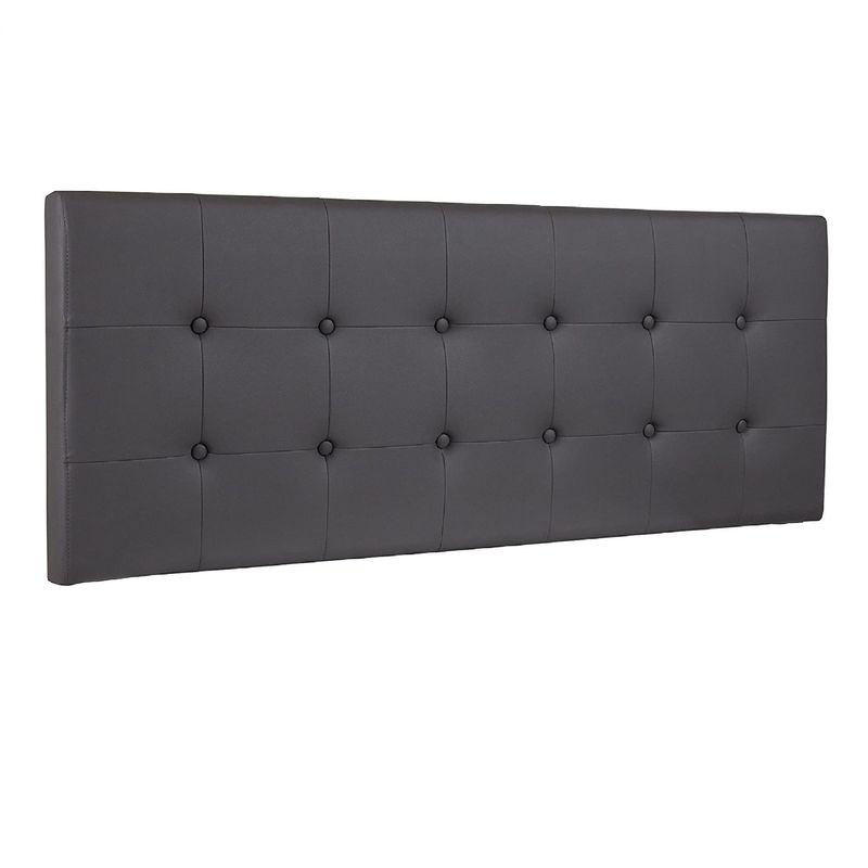 BANZAY - Cabecero Cama Doble Cuadros Ecocuero - Gris