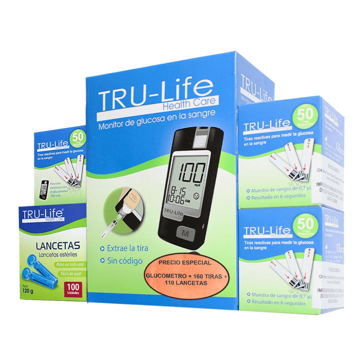 TRU LIFE - Oferta Glucometro Tru-life + 160tiras + 110 Lancetas