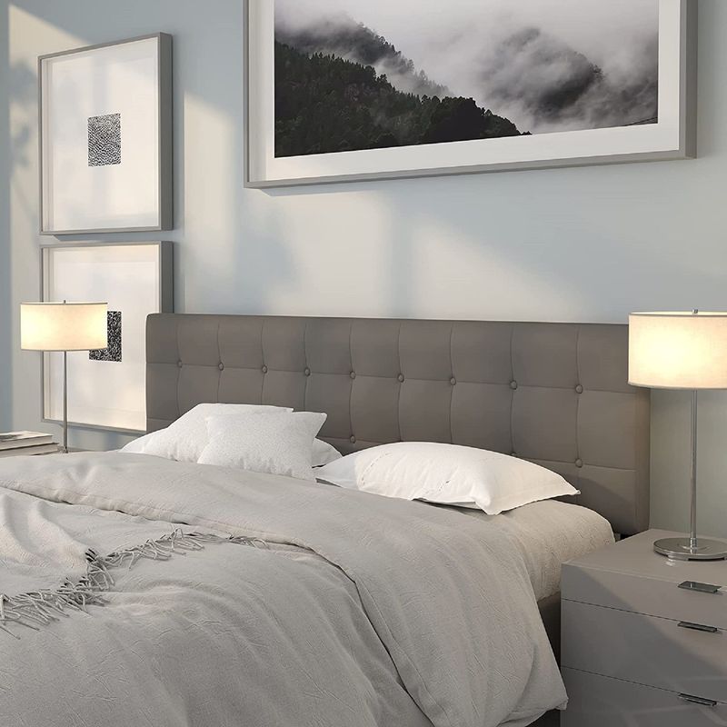 BANZAY - Cabecero Cama King Cuadros Ecocuero - Gris