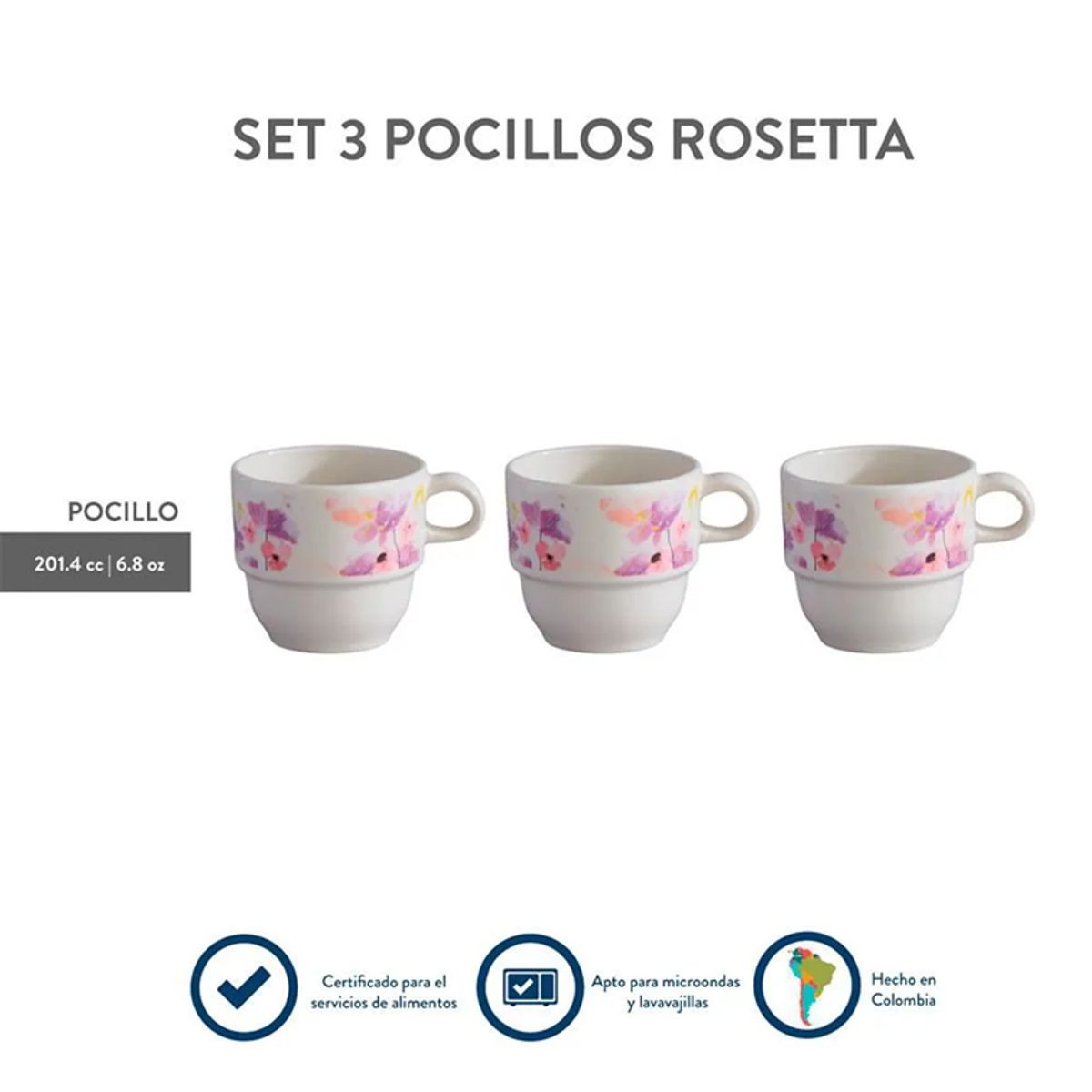 CORONA - Set X3 Pocillos Corona Apilables Rosetta 2014ml