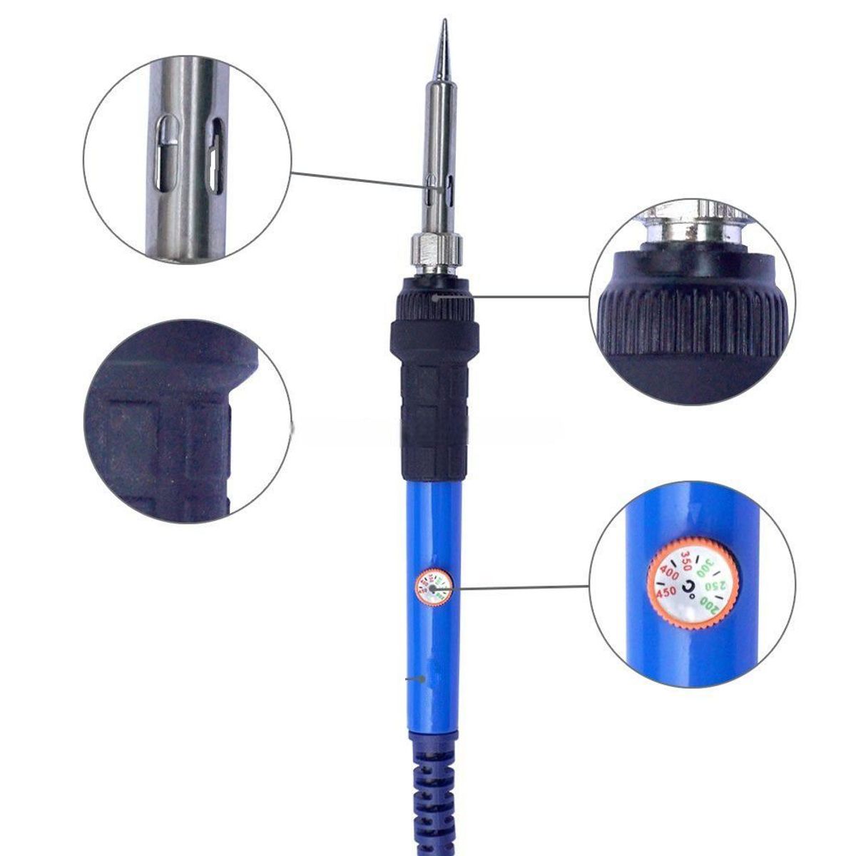 GENERICO - Kit Cautin Soldador 60w Set 18 Piezas Pinzas Temperatura Regulable.