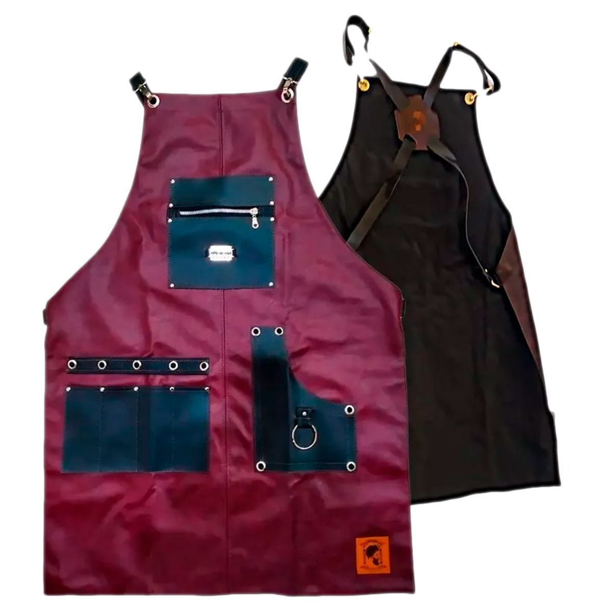 VITTORIA - Mandil barbería barbero delantal profesional café negro