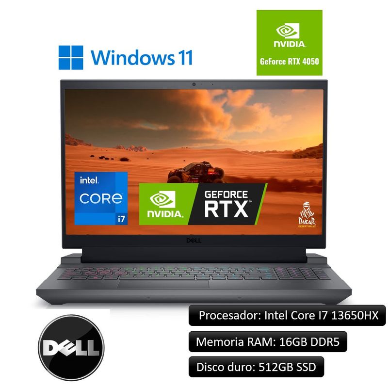DELL - PORTATIL Dell G15 INTEL CORE I7-13650HX/RAM 16GB/512GB SSD/RTX 4060 8GB.
