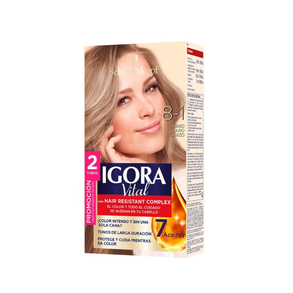 IGORA - Tinte Igora Vital Permanente 8-1 Rubio Claro Cenizo Dt