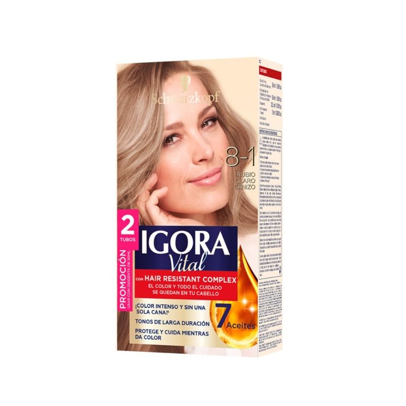 IGORA - Tinte Igora Vital Permanente 8-1 Rubio Claro Cenizo Dt