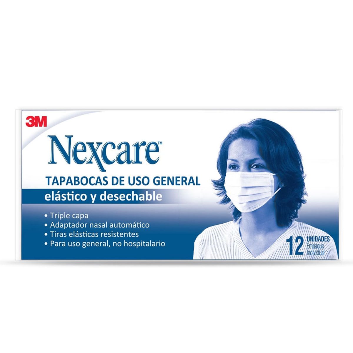 NEXCARE - Tapabocas Nexcare Elastico Desechable X 12und