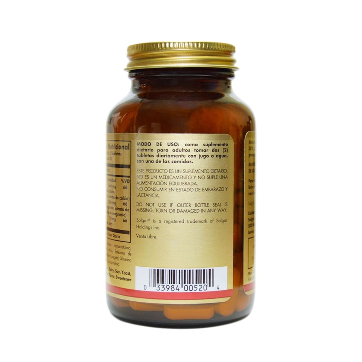 SOLGAR - Calcium Magnesium + Zinc Solgar 100 Tabletas