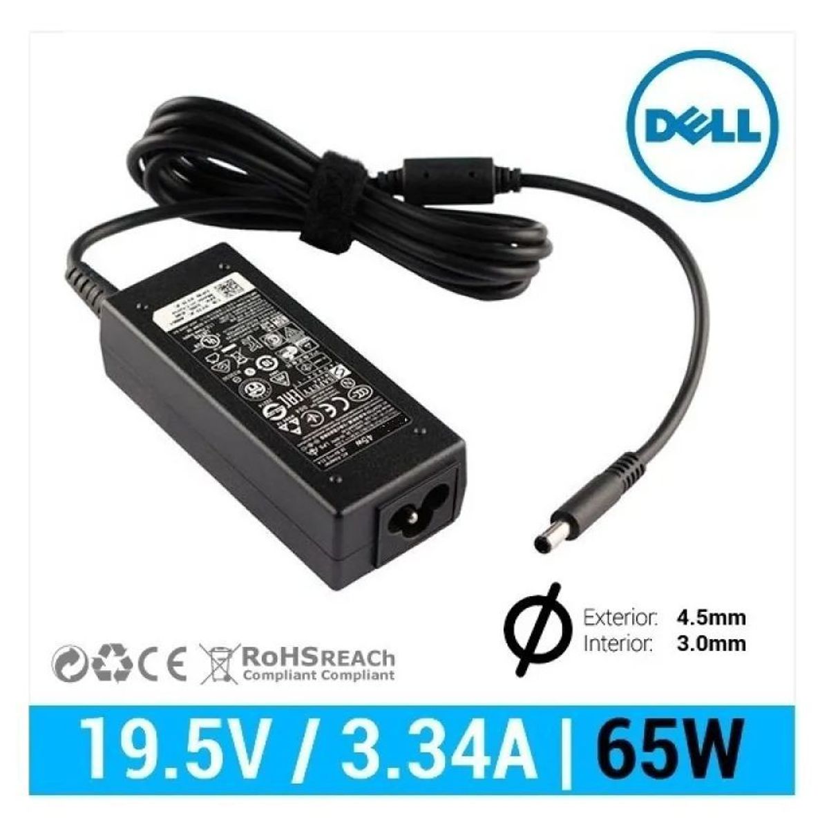 GENERICO - Cargador para portátil dell 19.5v - 3.34a punta aguja-mini