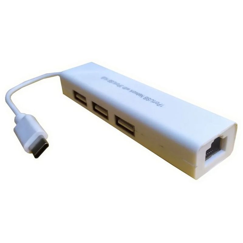GENERICO - Convertidor tipo c a rj45 lan + hub 3 usb 2.0
