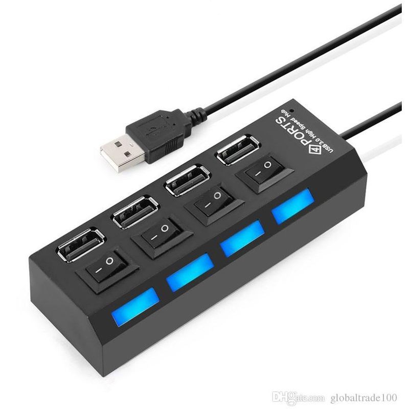 GENERICO - Multi-puerto hub usb 2.0 - 4 puertos con switch individual