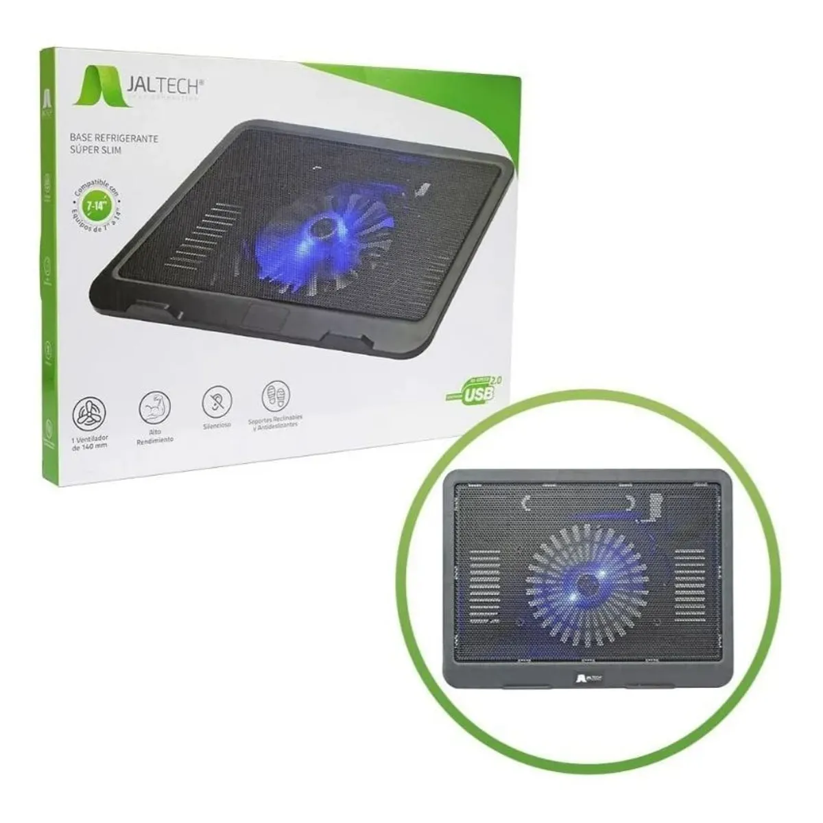 JALTECH - Base refrigerante para portátil 1 ventilador