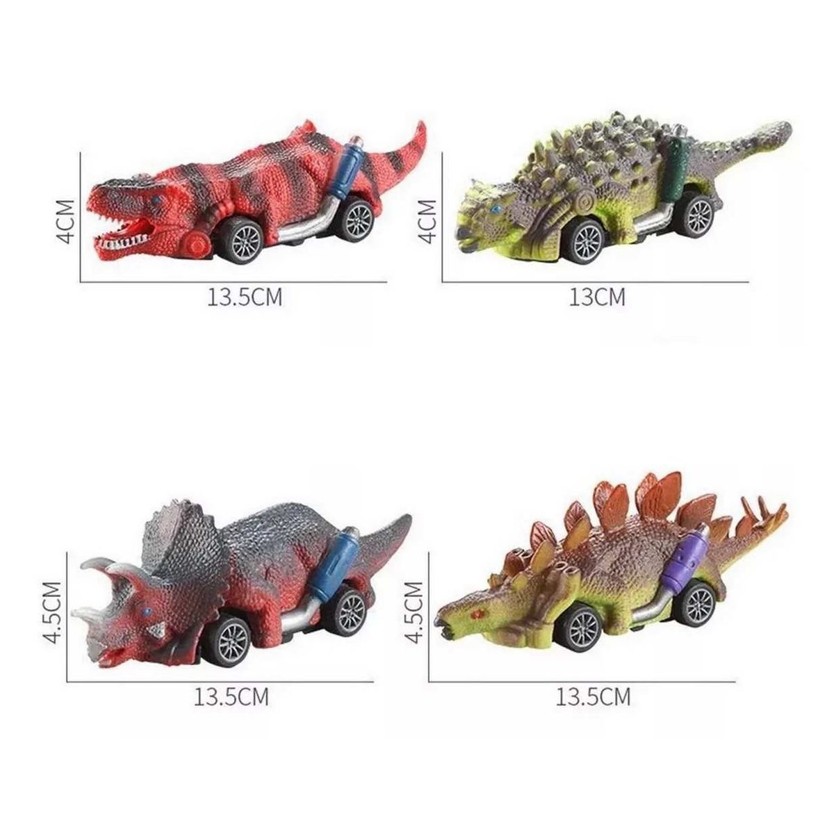 DAYOSHOP - Carros Dinosaurios Kit De Impulso Juguete Didactico X 4