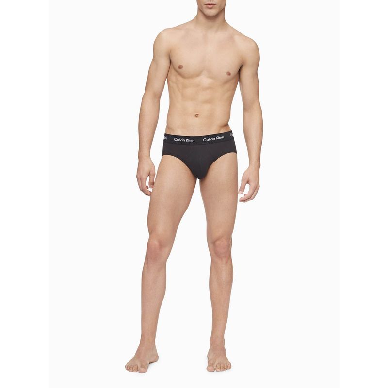 CALVIN KLEIN - Pack de 3 Hip Brief Negros - Cotton Stretch Calvin Klein
