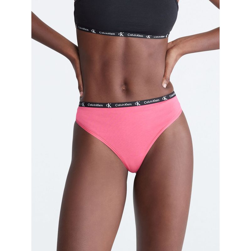 CALVIN KLEIN - Pantie Rosada Tipo Tanga Con Logo Para Mujer Calvin Klein