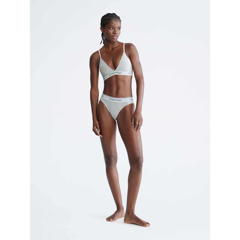CALVIN KLEIN - Pantie Tipo Bikini Con Logo Mujer Gris Calvin Klein