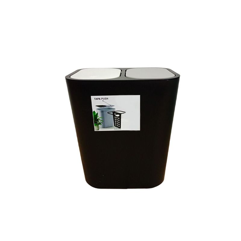 GENERICO - Papelera de 20L Con Estilo Doble Compartimento Tapa Push